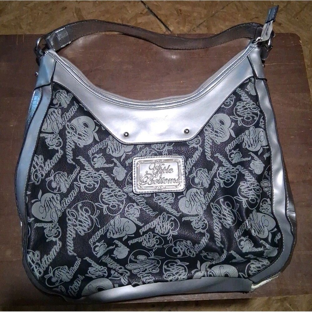 Vntg Apple Bottoms Hobo Satchel Rare Purse Silver Nelly's Brand